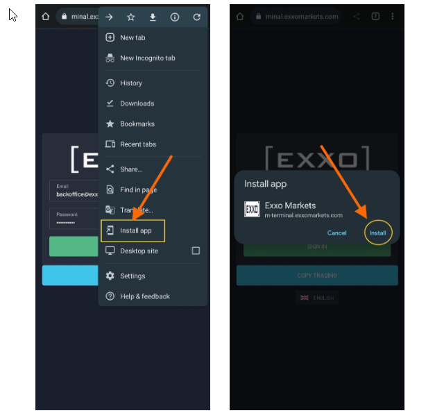 Exxocap androi app